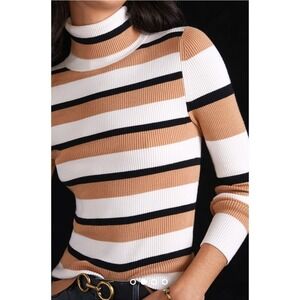 Anthropologie x Maeve Striped Turtleneck Sweater MED NWT